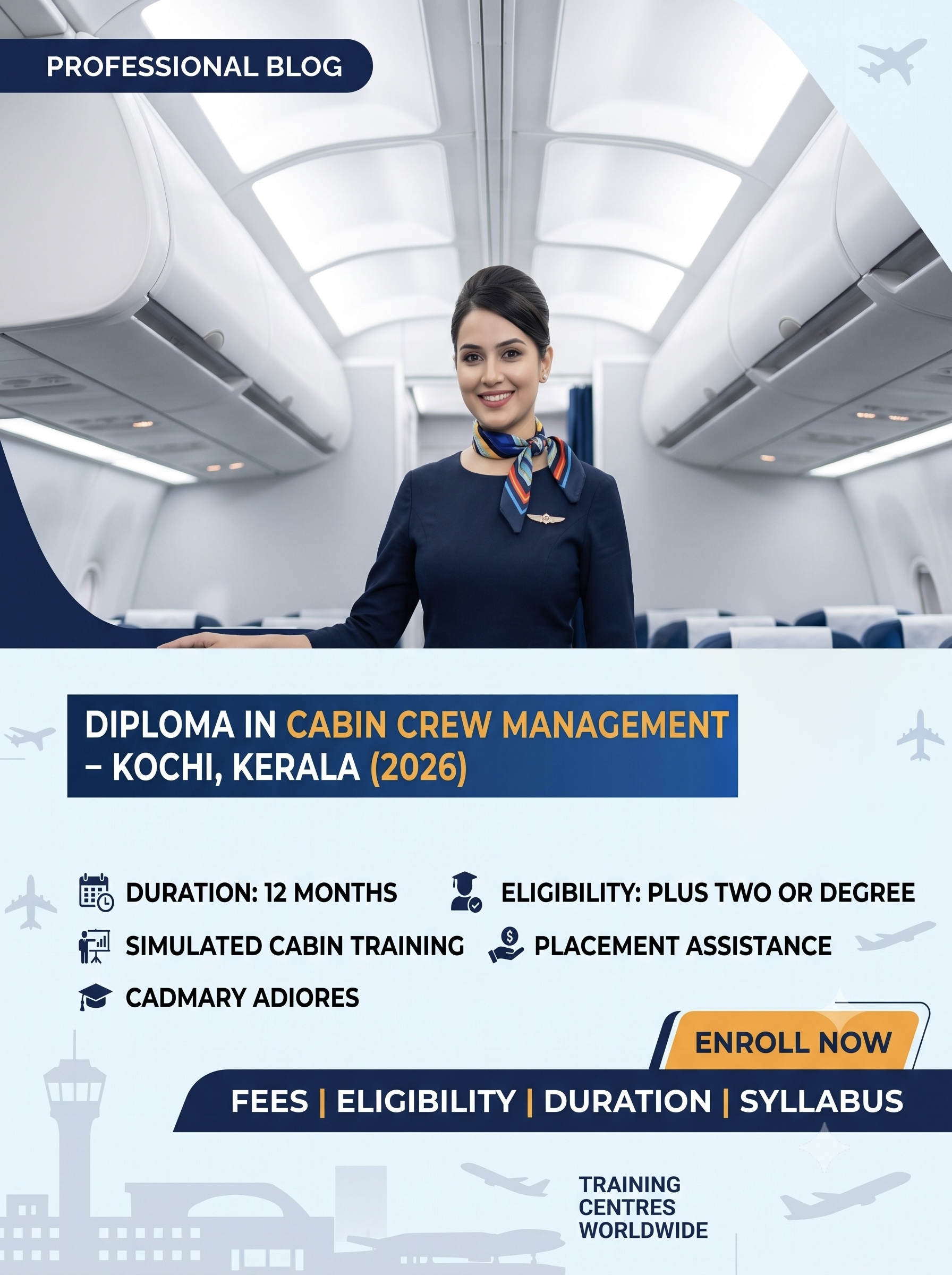 Diploma in Cabin Crew Management Course in Kochi, Kerala: Fees, Eligibility, Duration & Syllabus (2026)